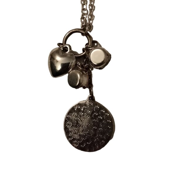 Initial Pendant Necklace A Peach Charms Silver Heart Valentine Monogram Jewelry - Picture 5 of 5